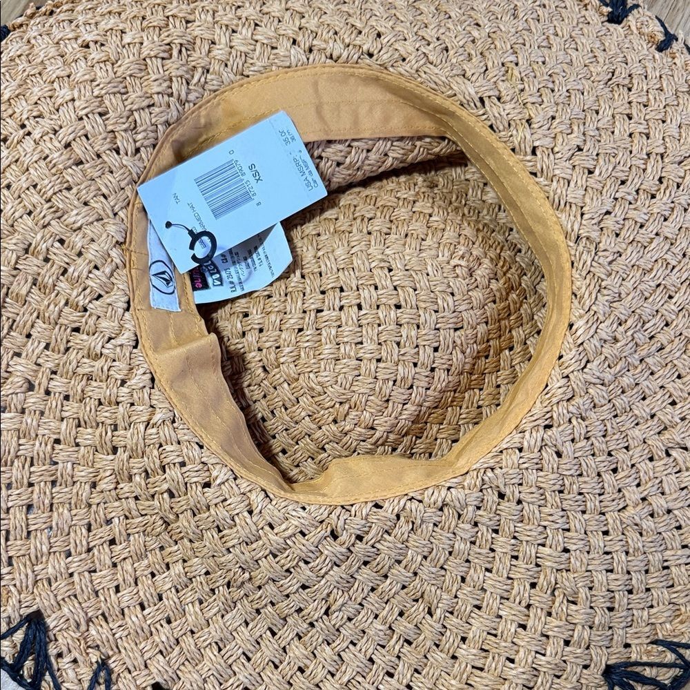 NWT Volcom Woven Straw Sun Hat Black Trim I’m Charmed Hat XS Small - Picture 8 of 9